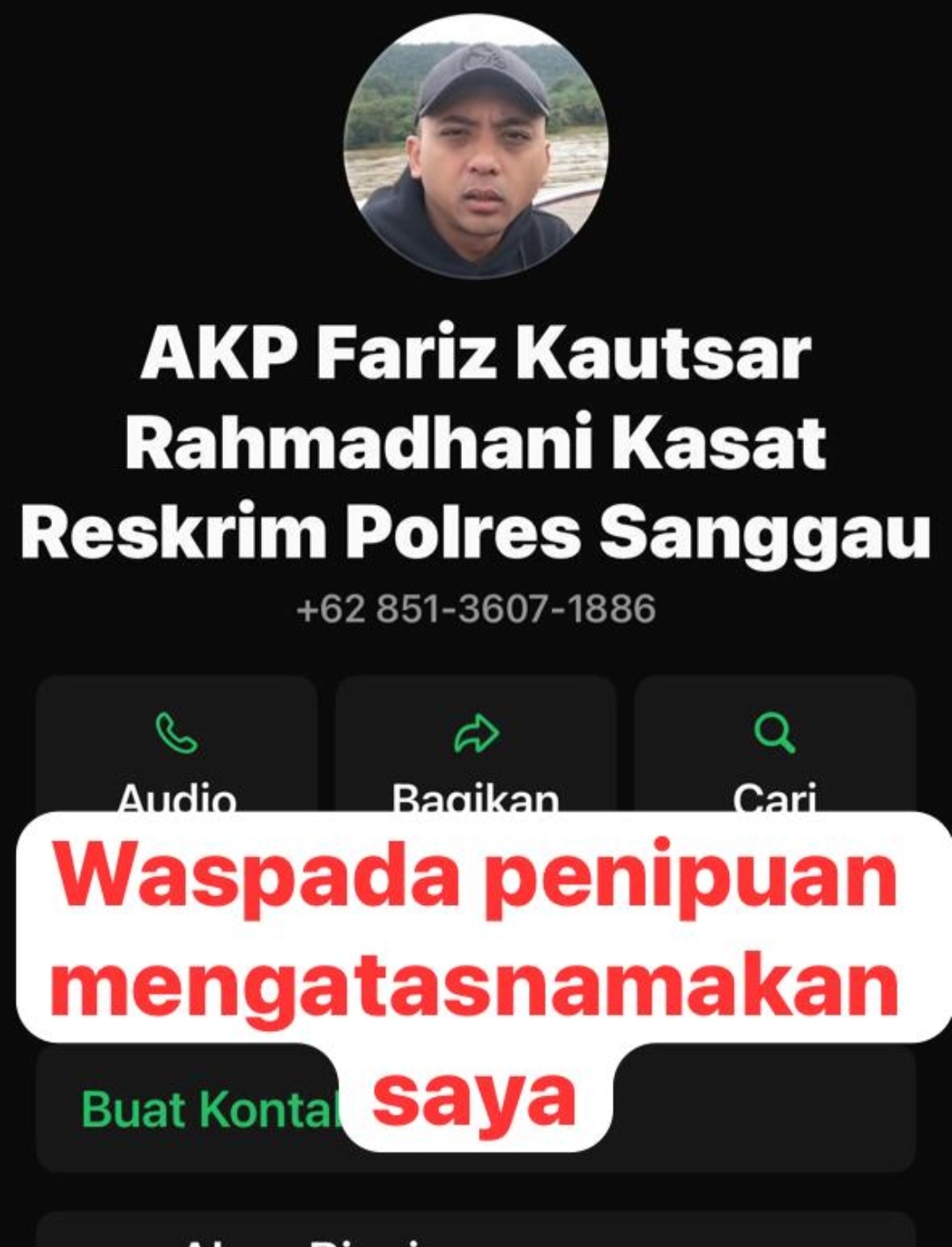 Waspada! Nama Kasat Reskrim Polres Sanggau Dicatut Penipu